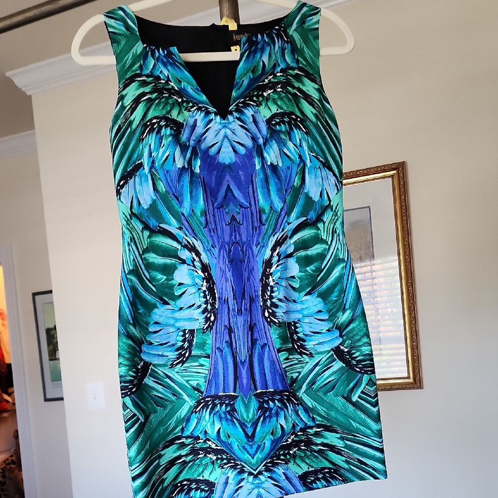Laundry By Shelli Segal Blue and Green Mini Dress